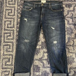 Current/Elliott Boyfriend Loved Destroyed Cuffed Blue Jeans 29
